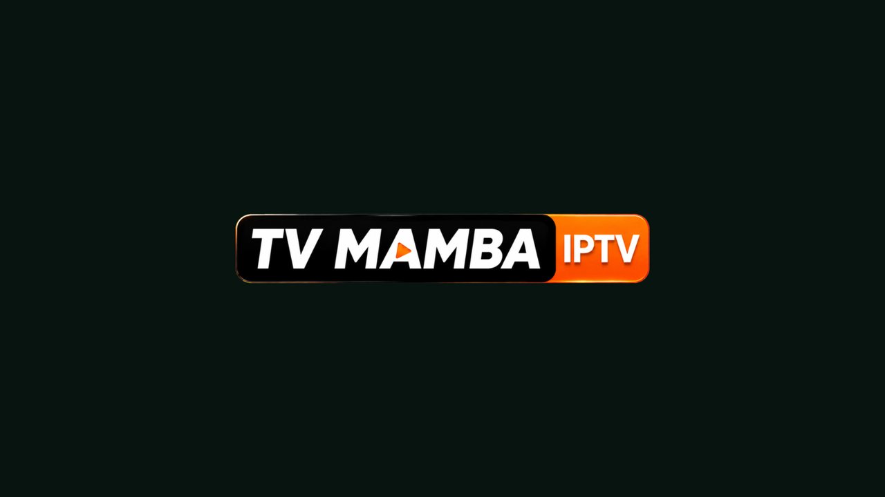 TVMamba launch screen on a television, showing the TVMamba IPTV logo