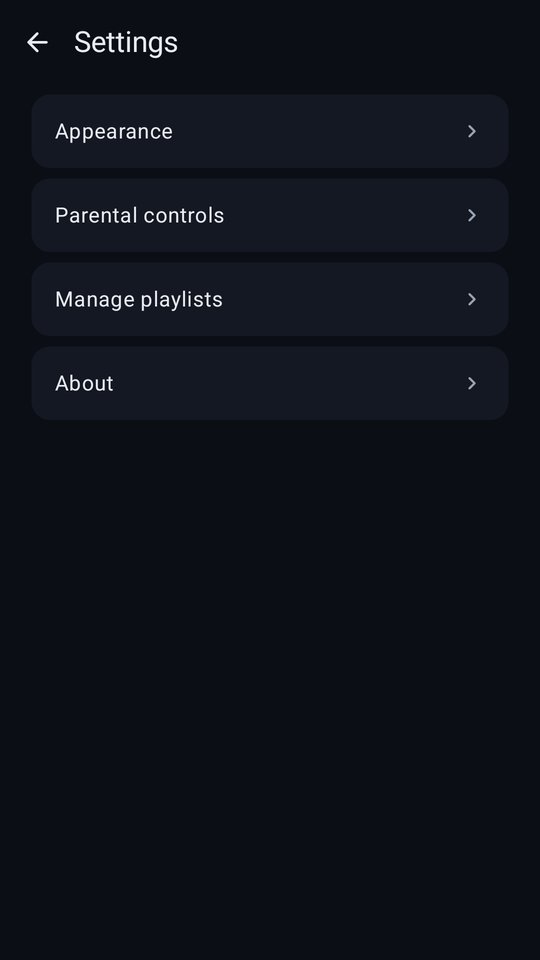 Settings screen on an Android phone in portrait